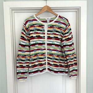 Vintage Talbots Multicolor 100% Cotton Cardigan size XL